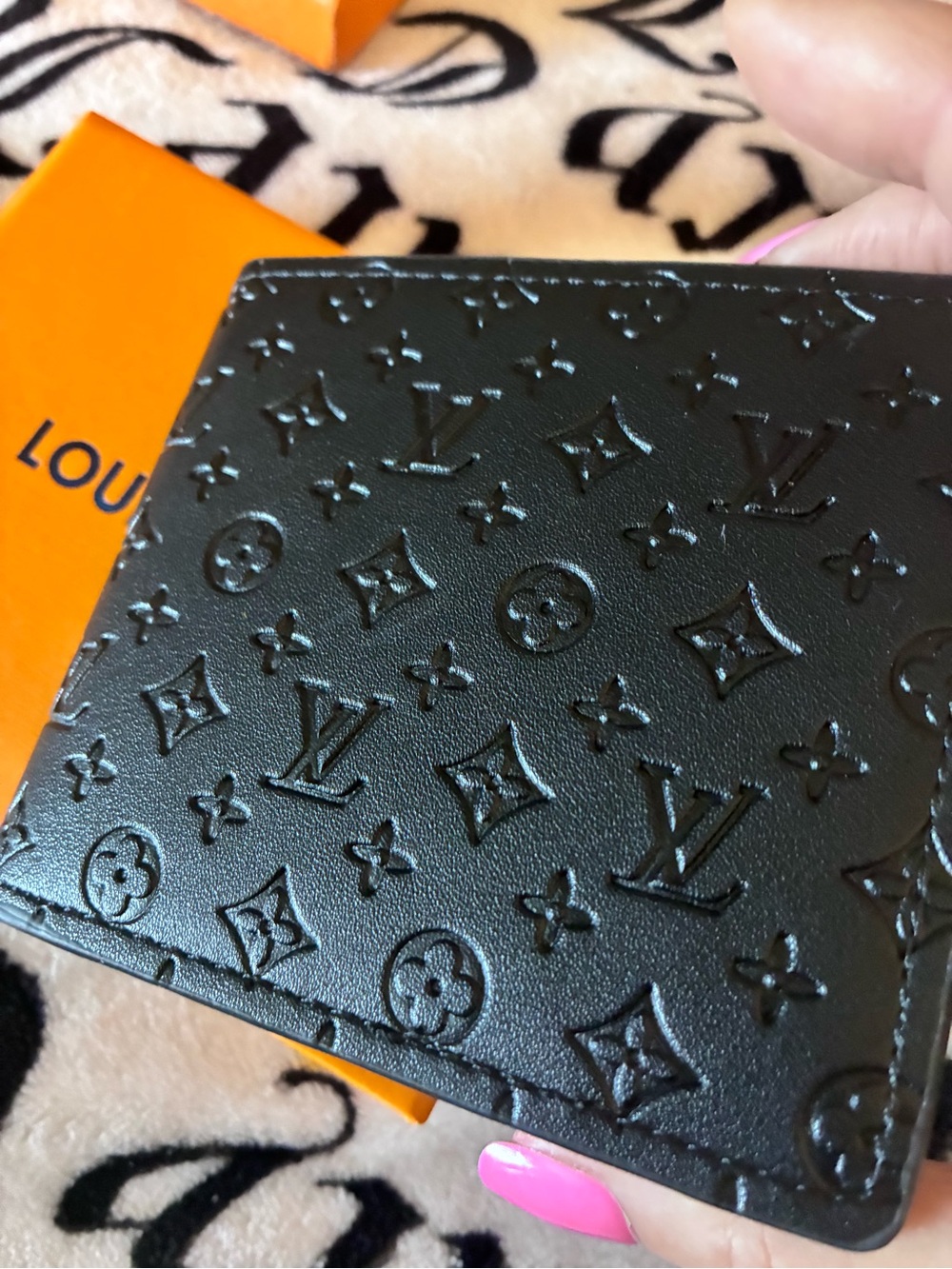 Louis Vuitton Black Embossed Monogram men’s wallet